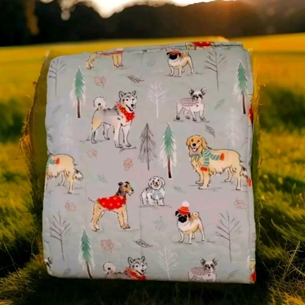 Dog Breed Reversible Quilt Queen Set 3pc
